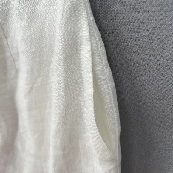 STAUD Dress Womens Small White Whiskey Perla Midi Linen Cut Out Sheath Leather - Picture 12 of 16